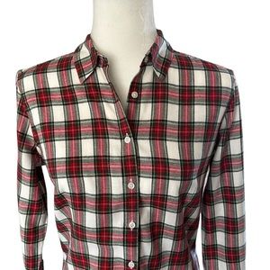 Brooks Brothers Red & white cotton flannel plaid womens button down shirt size S